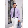 image:imageCOOFANDY Mens Button Down Long Sleeve Plaid Cotton Wrinkle Free Dress ShirtPurple Gingham