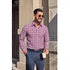 image:imageCOOFANDY Mens Button Down Long Sleeve Plaid Cotton Wrinkle Free Dress ShirtRed  Check