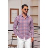 image:imageCOOFANDY Mens Button Down Long Sleeve Plaid Cotton Wrinkle Free Dress ShirtRed  Check