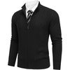 image:imageCOOFANDY Mens Cardigan Sweater Cable Knitted Full Zip Sweaters with Pockets02 Black
