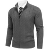 image:imageCOOFANDY Mens Cardigan Sweater Cable Knitted Full Zip Sweaters with Pockets02 Gray