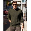 image:imageCOOFANDY Mens Cardigan Sweater Cable Knitted Full Zip Sweaters with PocketsArmy Green
