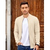 image:imageCOOFANDY Mens Cardigan Sweater Cable Knitted Full Zip Sweaters with PocketsBeige