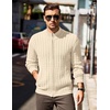 image:imageCOOFANDY Mens Cardigan Sweater Cable Knitted Full Zip Sweaters with PocketsBeige
