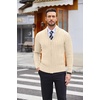 image:imageCOOFANDY Mens Cardigan Sweater Cable Knitted Full Zip Sweaters with PocketsBeige