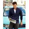 image:imageCOOFANDY Mens Cardigan Sweater Cable Knitted Full Zip Sweaters with PocketsBlue