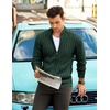 image:imageCOOFANDY Mens Cardigan Sweater Cable Knitted Full Zip Sweaters with PocketsGreen