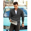 image:imageCOOFANDY Mens Cardigan Sweater Cable Knitted Full Zip Sweaters with PocketsGrey