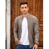 image:imageCOOFANDY Mens Cardigan Sweater Cable Knitted Full Zip Sweaters with PocketsHeathered Brown