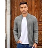 image:imageCOOFANDY Mens Cardigan Sweater Cable Knitted Full Zip Sweaters with PocketsLight Grey