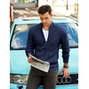 image:imageCOOFANDY Mens Cardigan Sweater Cable Knitted Full Zip Sweaters with PocketsNavy Blue