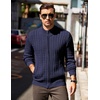 image:imageCOOFANDY Mens Cardigan Sweater Cable Knitted Full Zip Sweaters with PocketsNavy Blue