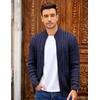 image:imageCOOFANDY Mens Cardigan Sweater Cable Knitted Full Zip Sweaters with PocketsNavy Blue