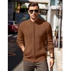 image:imageCOOFANDY Mens Cardigan Sweater Cable Knitted Full Zip Sweaters with PocketsReddish Brown