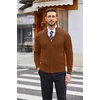 image:imageCOOFANDY Mens Cardigan Sweater Cable Knitted Full Zip Sweaters with PocketsReddish Brown