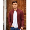 image:imageCOOFANDY Mens Cardigan Sweater Cable Knitted Full Zip Sweaters with PocketsWine Red