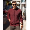 image:imageCOOFANDY Mens Cardigan Sweater Cable Knitted Full Zip Sweaters with PocketsWine Red