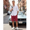 image:imageCOOFANDY Mens Casual Shorts Cotton Elastic Waist Drawstring Summer ShortsDark Red