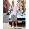 image:imageCOOFANDY Mens Casual Shorts Cotton Elastic Waist Drawstring Summer ShortsGrey