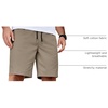 image:imageCOOFANDY Mens Casual Shorts Cotton Elastic Waist Drawstring Summer ShortsKhaki2