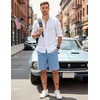 image:imageCOOFANDY Mens Casual Shorts Cotton Elastic Waist Drawstring Summer ShortsLight Blue