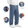 image:imageCOOFANDY Mens Corduroy Pants Casual Elastic Waist Drawstring SweatpantsDenim Blue