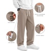 image:imageCOOFANDY Mens Corduroy Pants Casual Elastic Waist Drawstring SweatpantsLight Khaki