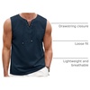 image:imageCOOFANDY Mens Cotton Linen Sleeveless Shirts Casual Tank Top Beach TunicBlue