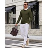 image:imageCOOFANDY Mens Crewneck Sweater Casual Knit Long Sleeve Lightweight PulloverArmy Green