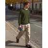 image:imageCOOFANDY Mens Crewneck Sweater Casual Knit Long Sleeve Lightweight PulloverArmy Green