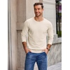 image:imageCOOFANDY Mens Crewneck Sweater Casual Knit Long Sleeve Lightweight PulloverBeige