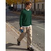 image:imageCOOFANDY Mens Crewneck Sweater Casual Knit Long Sleeve Lightweight PulloverDark Green