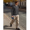 image:imageCOOFANDY Mens Crewneck Sweater Casual Knit Long Sleeve Lightweight PulloverDark Grey