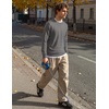 image:imageCOOFANDY Mens Crewneck Sweater Casual Knit Long Sleeve Lightweight PulloverGrey Heather