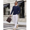 image:imageCOOFANDY Mens Crewneck Sweater Casual Knit Long Sleeve Lightweight PulloverNavy
