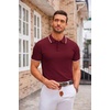 image:imageCOOFANDY Mens Knit Polo Shirts Casual Short Sleeve Button Down Polo ShirtEwine Red White Striped