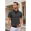 image:imageCOOFANDY Mens Knit Polo Shirts Casual Short Sleeve Button Down Polo ShirtFblackWhite Striped