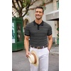 image:imageCOOFANDY Mens Knit Polo Shirts Casual Short Sleeve Button Down Polo ShirtFblackWhite Striped
