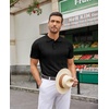 image:imageCOOFANDY Mens Knit Polo Shirts Casual Short Sleeve Button Down Polo ShirtGblack Ribbing