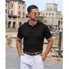 image:imageCOOFANDY Mens Knit Polo Shirts Casual Short Sleeve Button Down Polo ShirtHblack Ribbing