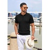 image:imageCOOFANDY Mens Knit Polo Shirts Casual Short Sleeve Button Down Polo ShirtHblack Ribbing
