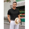 image:imageCOOFANDY Mens Knit Polo Shirts Casual Short Sleeve Button Down Polo ShirtHblack Ribbing