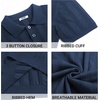 image:imageCOOFANDY Mens Knit Polo Shirts Casual Short Sleeve Button Down Polo ShirtHnavy Blue Ribbing