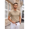image:imageCOOFANDY Mens Knit Polo Shirts Casual Short Sleeve Button Down Polo ShirtKhaki