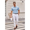 image:imageCOOFANDY Mens Knit Polo Shirts Casual Short Sleeve Button Down Polo ShirtLight Blue
