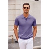 image:imageCOOFANDY Mens Knit Polo Shirts Casual Short Sleeve Button Down Polo ShirtLight Purple