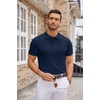 image:imageCOOFANDY Mens Knit Polo Shirts Casual Short Sleeve Button Down Polo ShirtNavy Blue
