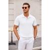 image:imageCOOFANDY Mens Knit Polo Shirts Casual Short Sleeve Button Down Polo ShirtWhite