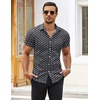 image:imageCOOFANDY Mens Muscle Fit Dress Shirts WrinkleFree Short Sleeve Casual Button Down ShirtWhite Flowerblack