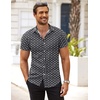 image:imageCOOFANDY Mens Muscle Fit Dress Shirts WrinkleFree Short Sleeve Casual Button Down ShirtWhite Flowerblack